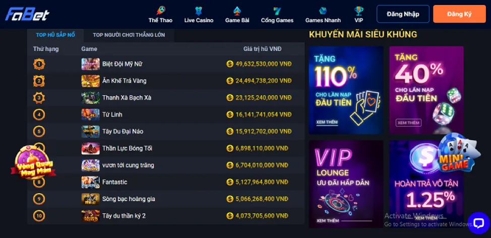 Thưởng nạp đầu game sc88
